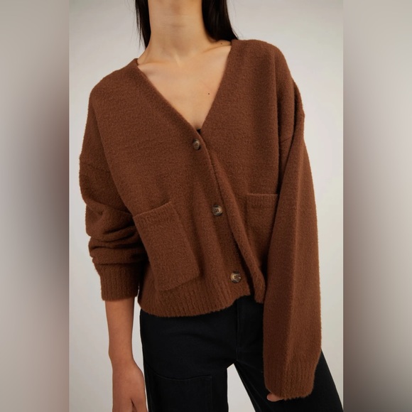 OAK + FORT Sweaters - Oak & Fort Black Oversized Cardigan Fuzzy